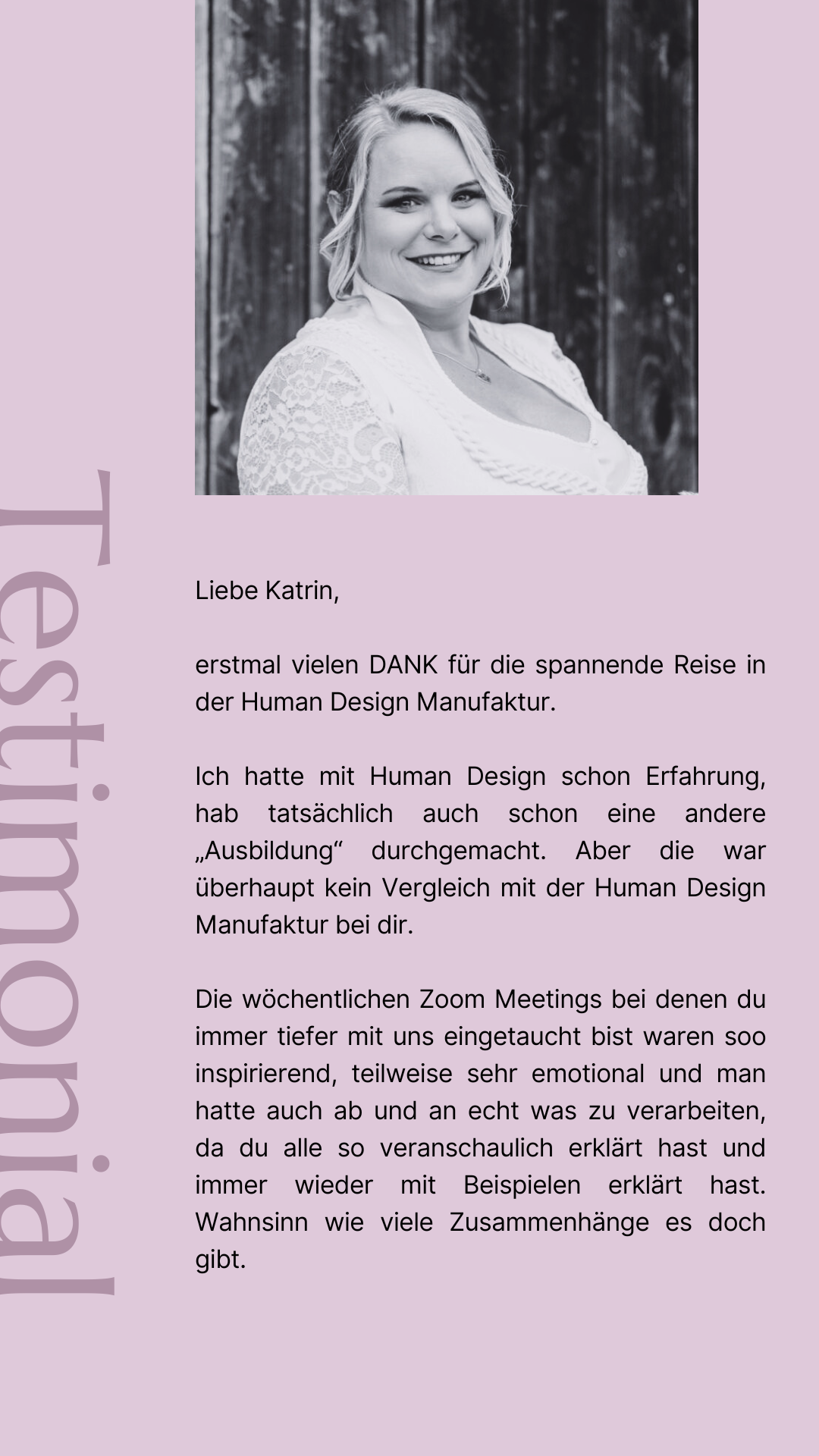 Testimonial einer Absolventin der Human Design Manufaktur