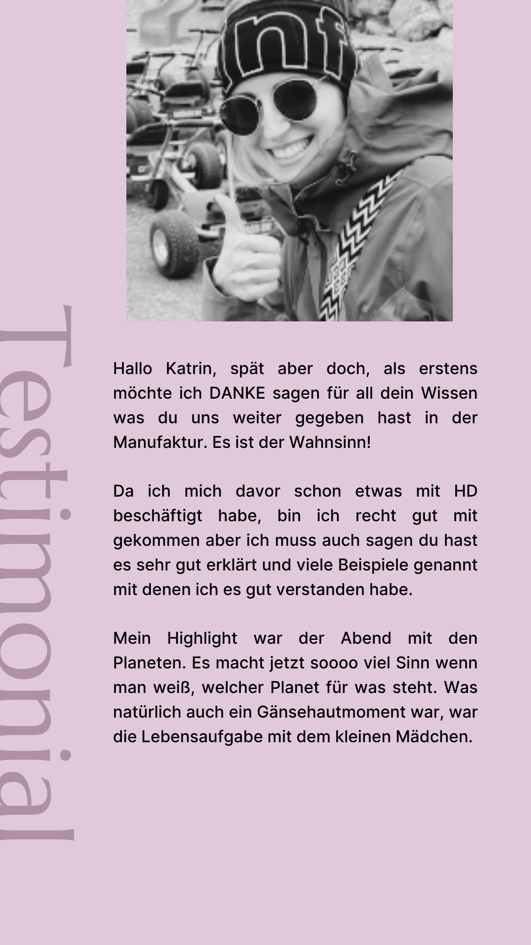Testimonial einer Absolventin der Human Design Manufaktur